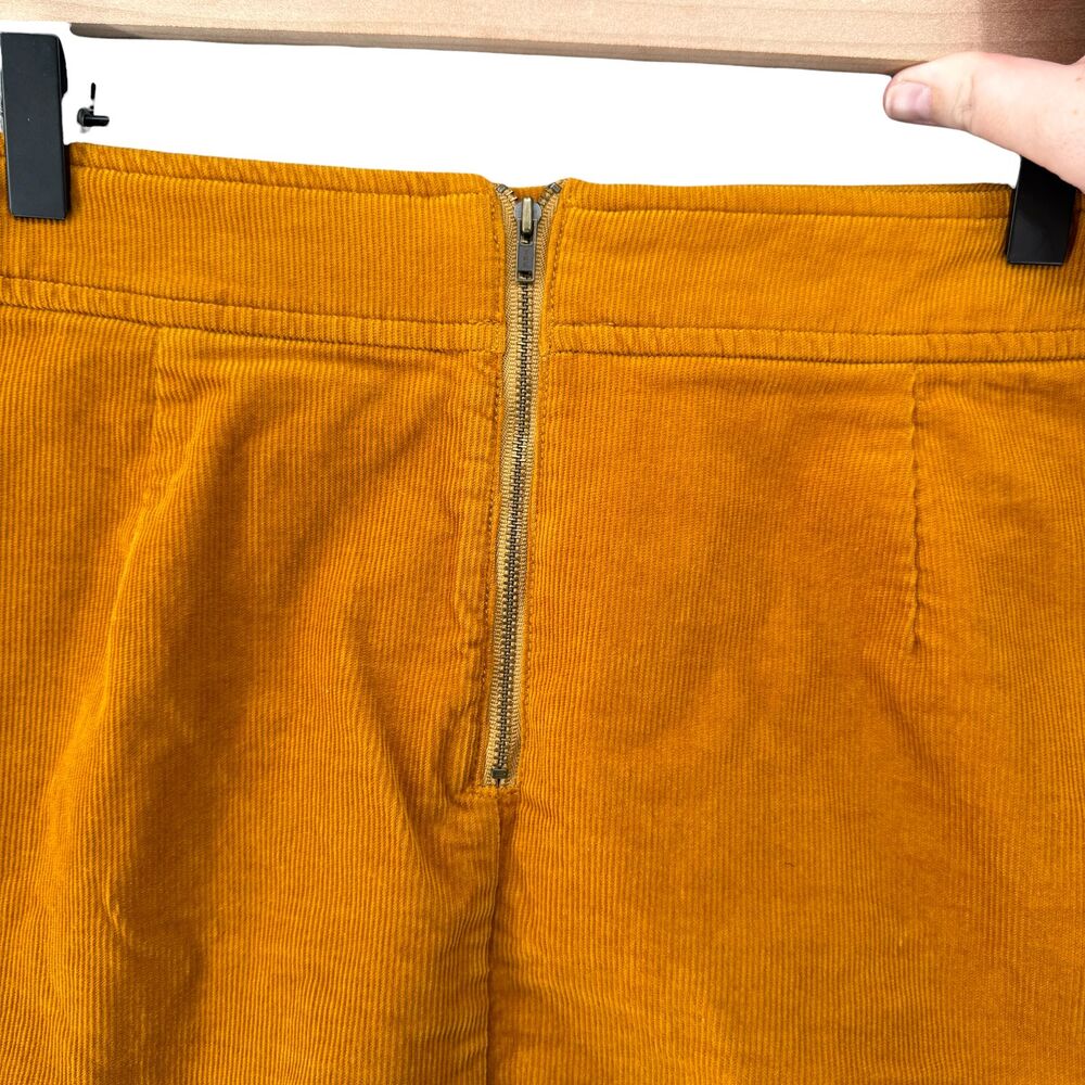 J Crew Corduroy A-Line Skirt Size 8 Yellow Mini Zip Lined Cotton G8210 Academia - Picture 7 of 12